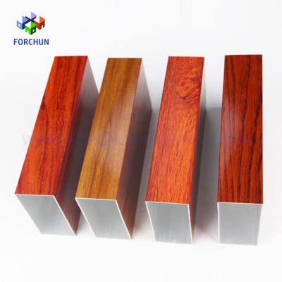 China door & Square Cavity Window Wood Grain Aluminum Tube Profiles / Aluminum Tube for sale