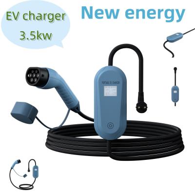 China Blauw draagbaar EV-oplaadstation 3.5kw mobiele EV-oplader voor gebruik langs de weg Te koop