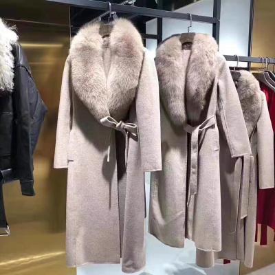 China Women's Real Wool Fox Fur Coat Lady's Genuine Fur Jacket Coat Merino Wool Warm Fashionable High Quality Long Fur Coat for sale