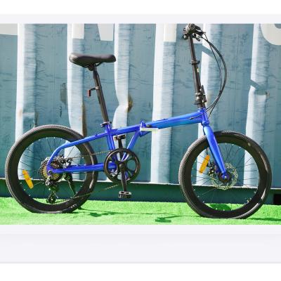 China Aluminum Alloy 7speed Mini bicycles steel blue color folding bikes with alloy rims and folding handle bar for hot sale for sale