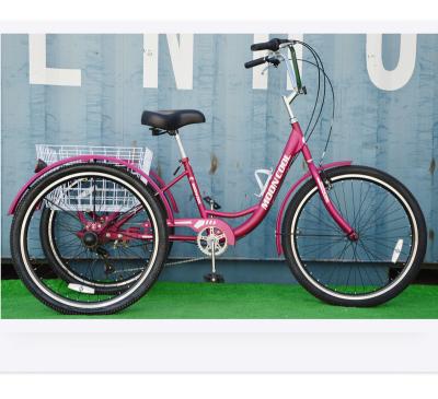 China Steel Dark pink color Chinese brand new model shopping trikes with alloy rims cargo Tricycle for sale for sale