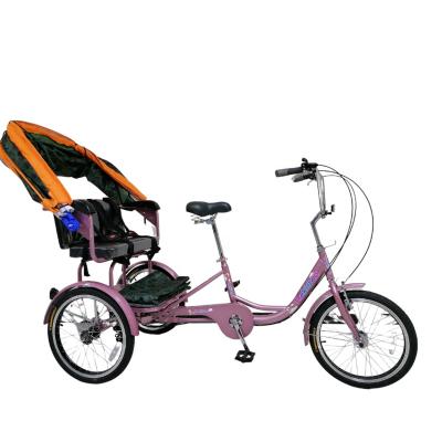 China Tricycle Rickshaw 20inch SHIMANO 6 speed Adult Pedal  3 Wheels Tricycle trickshow WITH BABY SEATS for sale