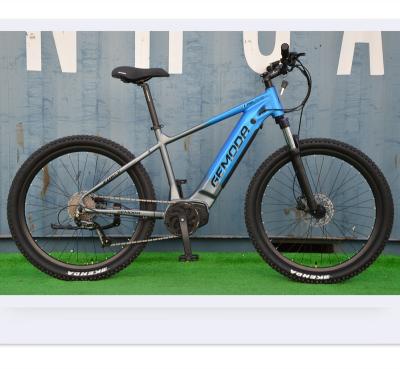 China Aluminum Alloy Blue color E bike 27.5inch Mountain bicycle with alloy frame and fork with middle motor for sale