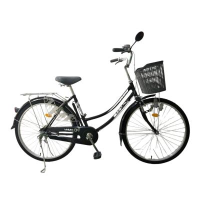 China High carbon steel 24/26 INCH LADY CITY BIKE WOMEN BICYCLE WITH FRONT BASKET AND REAR CARRIER for sale