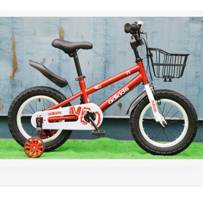 China Steel 16inch red color simple BMX steel kids bicycle Children bikes with bottle and side wheels for sale