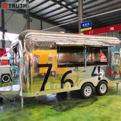 China OEM TRUTH Coffee Trucks Retro Vegetable Processing Factory Vintage Street Airstream Pizza Movable Food Trailer Truck Fast Trailers Concession for sale