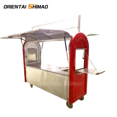 China Mobile vegetable processing factory outdoor street cafe ice cream hand push food kiosk cart for sale for sale