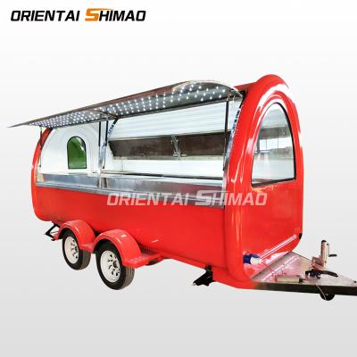 China Vegetable processing plant with new red led lights food truck ice cream food trailer cafe foodtruck for sale