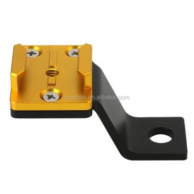 China Yellow Aluminum Alloy 5 Motor Bike Cmaera Mount Attachment 3 Sports 3+ 4 Camera Mount Holder Bracket For Motorcycle Rear View Mirror for sale