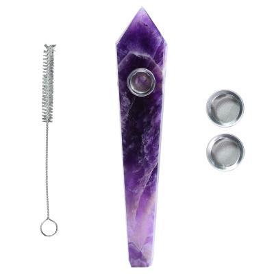 China China Amethyst Point Light Healing Tube Full Natural Crystal Dream Gem Tube Tobacco Stem Cure Gem for sale