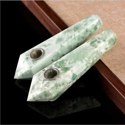 China Green High Quality Crystal Stone Pipe Snowflake Decoration Quartz Smoke Smoking Pipe for sale