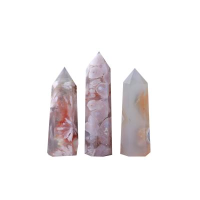 China Natural Crystal Wand Dots Hexagonal Single Agate Europe Cherry Column Ornament for sale