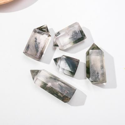 China China Clear Crystal Single Pointed Column Phantom Quartz Crystal Gemstone Natural Green Energy Quartz for sale