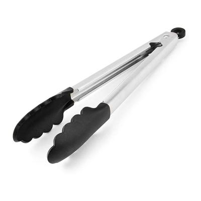 China Stocked With Silicone Tips Stainless Steel Bread Food Tongs Heat Resistant Barbecue Grill Cooking Tongs for sale