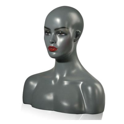 China Maternity Gray Plastic Glass Hair Mannequin Head For Mannequin Head Wig for sale