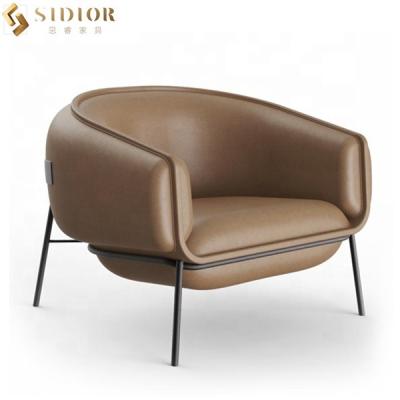 China Removable Nordic Living Room Armchair Cover PU Upholstery Living Room Leisure Chair Modern Design Leisure Leather Chair for sale