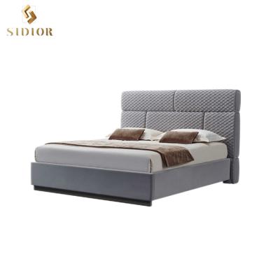 China (Other) Adjustable Italian Luxury King Size Fabric Upholstered Bedside Bedroom Furniture Sets for sale