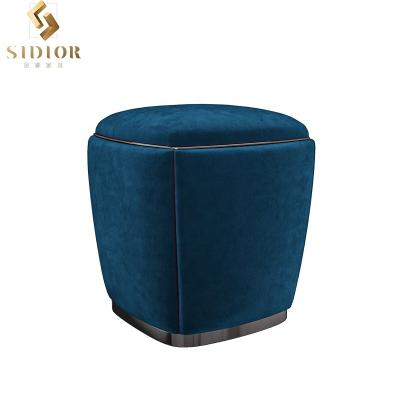 China Post Modern Style High End Fabric Dressing Stool Round Shape Ottoman Living Room for sale