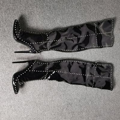 China Other Hot Sale High Quality Metal Zipper Decoration Metal Zipper Boots Ladies Thin Heel Point Over - Knee Boots 35-47 Large Size for sale