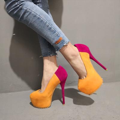 China Fashion Trend Low Price Wholesale Slip On Shoe High Heel Pumps With Thin Heel 35-47 Large Size for sale