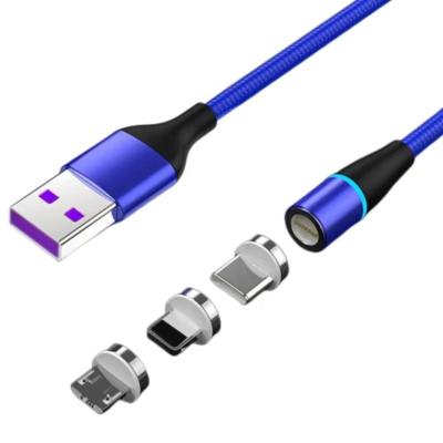 China Wholesale MP3/MP4 Player 3 In 1 Magnetic Fast Charging Type C Data 3A 5A LED Light Cable USB Cable for sale