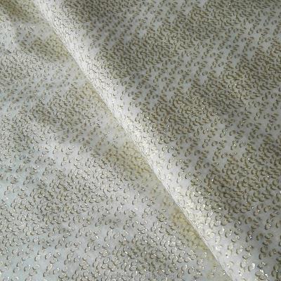 China Jacquard Chiffion silk gerogette metallic jacquard and cut fabric for sale