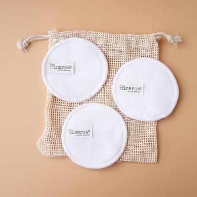 China Eco-friendly 100% Organic Reusable Bamboo Cotton Rounds With Washable Laundry Bag Makeup Remover Pad for sale