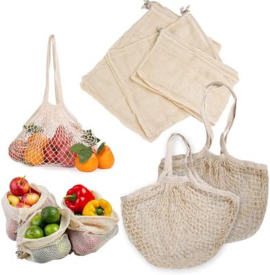 China Convenient Zero Waste Reusable Mesh Produce Bags , Eco - Friendly Organic Cotton Mesh Bag For Fruit And Vegetable Storage for sale