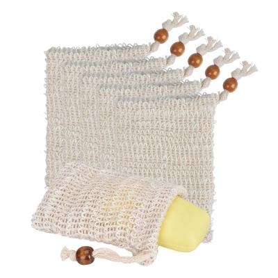 China Convenient Custom Reusable Canvas Net Bag Eco Ramie Twine Cotton Sisal Soap Packaging Bags Pouch for sale