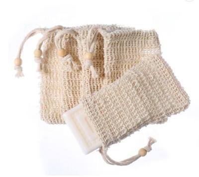 China Natural Drawstring Mesh Sisal Soap Saver Bag Organic Household Color for sale