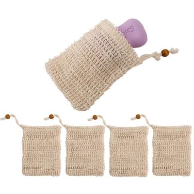 China Convenient Hot-selling organic natural fiber ramie sisal mesh exfoliator soap saver bag for shower for sale