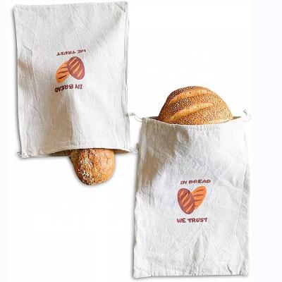 China Convenient Customized Sizes 2 Piece Eco-Friendly Reusable Natural Organic Cotton Muslin Bread Storage Bags for sale