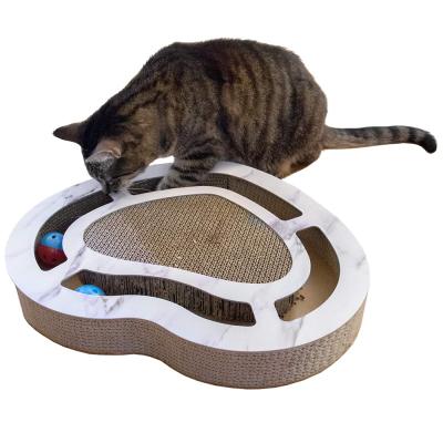 China Durable Pet Cooling Toy Product Cat House Cardboard Indoor Cat Scratcher Design With Bells Catnip for sale