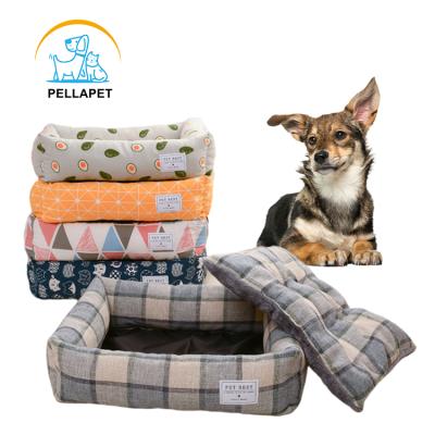 China Square Pet Nest Sofa Mats Cama Para Mascotas Avocado Removable And Washable Warm Printing Luxury Dog Cat Bed for sale