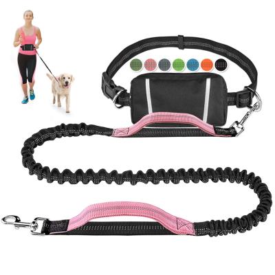 China Pella Hand Free Padded Dog Leash With Waist Bag Training Nylon Automatic Retractable Dog Leash Retractable Dog Leash for sale