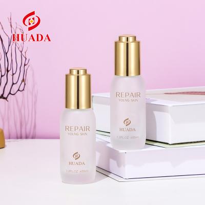 China Factory Direct Sale Cosmetic 35ml Frosted Dropper Bottle Cosmetic Essence Bottle Cosmetics Set Base Glass Liquid Bottle for sale