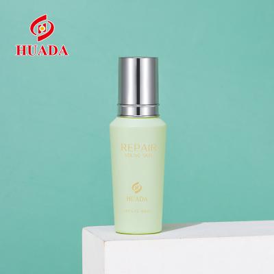 China Cosmetic Skin Care Product Packaging Material Glass Lotion Bottle Green Gradient Can Be Color Craft Glass Customized Bottle for sale