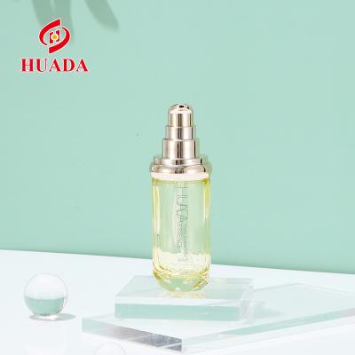 China Wholesale Cosmetic Bottle Clear Porcelain Glass Dropper Skin Care Bottle Set Glass Bottle With Pump Cosmetic Packaging Set for sale