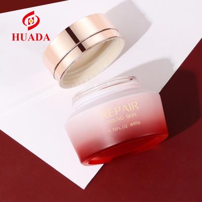 China Wholesale Cosmetic Glass Bottles Packaging Bottle Set Frost Skin Care Packaging Gold Custom Lid Glass Facial Cream for sale