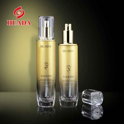 China Round Cosmetic Transparent Empty Glass Cosmetic Set Essential Oil Cream Bottle Wholesale Glass Perfume Bottle for sale