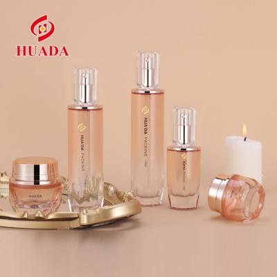 China Wholesale Skin Care Products Customized Cosmetic Glass Bottles Progressive Packaging Change Bottles Cosmetics Set Series Cream Bottles for sale