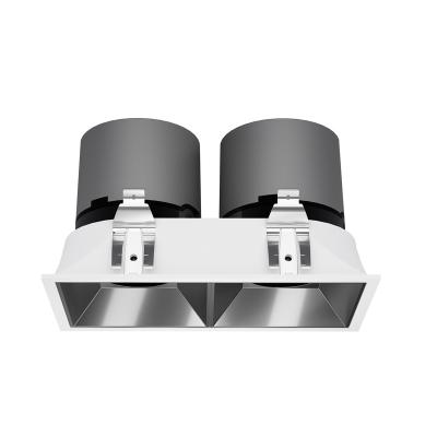 China Warehouse Head Double Square Aluminum Lamp Socket Recessed Downlight Mounting Ceiling Spotlight For Indoor Commercial Industrial for sale