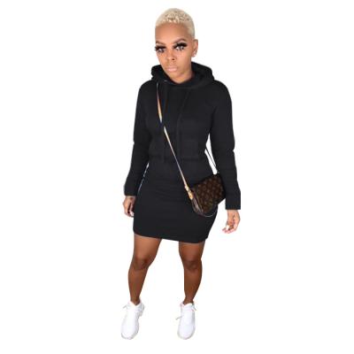 China Factory direct viable wholesale modern design long sleeve dress with hood sweatshirt hooded dress for sale