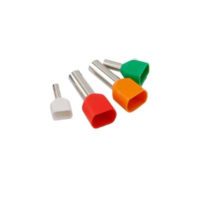 China double wire tubular end terminal pin TE2512 pre insulated European cold pressed pin terminal TE for sale