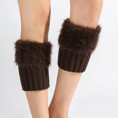 China Women Faux Fur Boot Cuff Women Faux Fur Boot Slap Leg Warmers Short Hairy Girls Winter Boot Knitted Boot Socks for sale