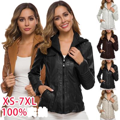 China 2020 Anti-Wrinkle Women's Lady Black Plus Size Autumn Winter Leather Jackets Coats Coated For Ladies for sale