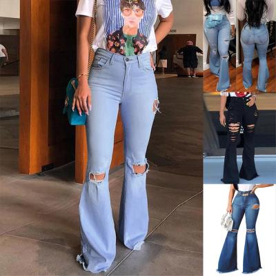 China Bell Bottom QUICK DRY Skinny Ripped Jeans For Women Classic High Waisted Flared Culotte Jeans for sale