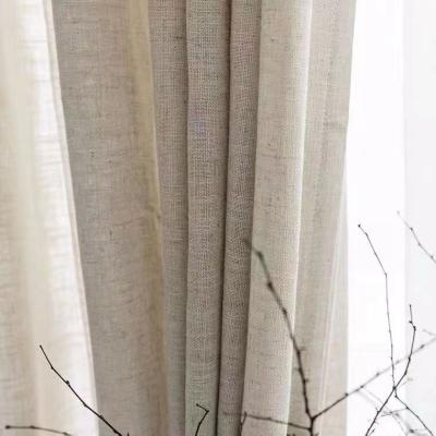 China China Factory Supply Pure Polyester Curtain Fabric Shrink-Resistant Linen Textured Voile Curtain Canvas Fabric for sale