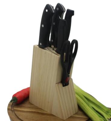 China 6PCS Sustainable Color PP Handle Stainless Steel Kitchen Knife Set With Wooden Block for sale