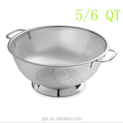 China Sustainable Stainless Steel Kitchen Utilize Large Size 5 Quart Colander Strainer for sale